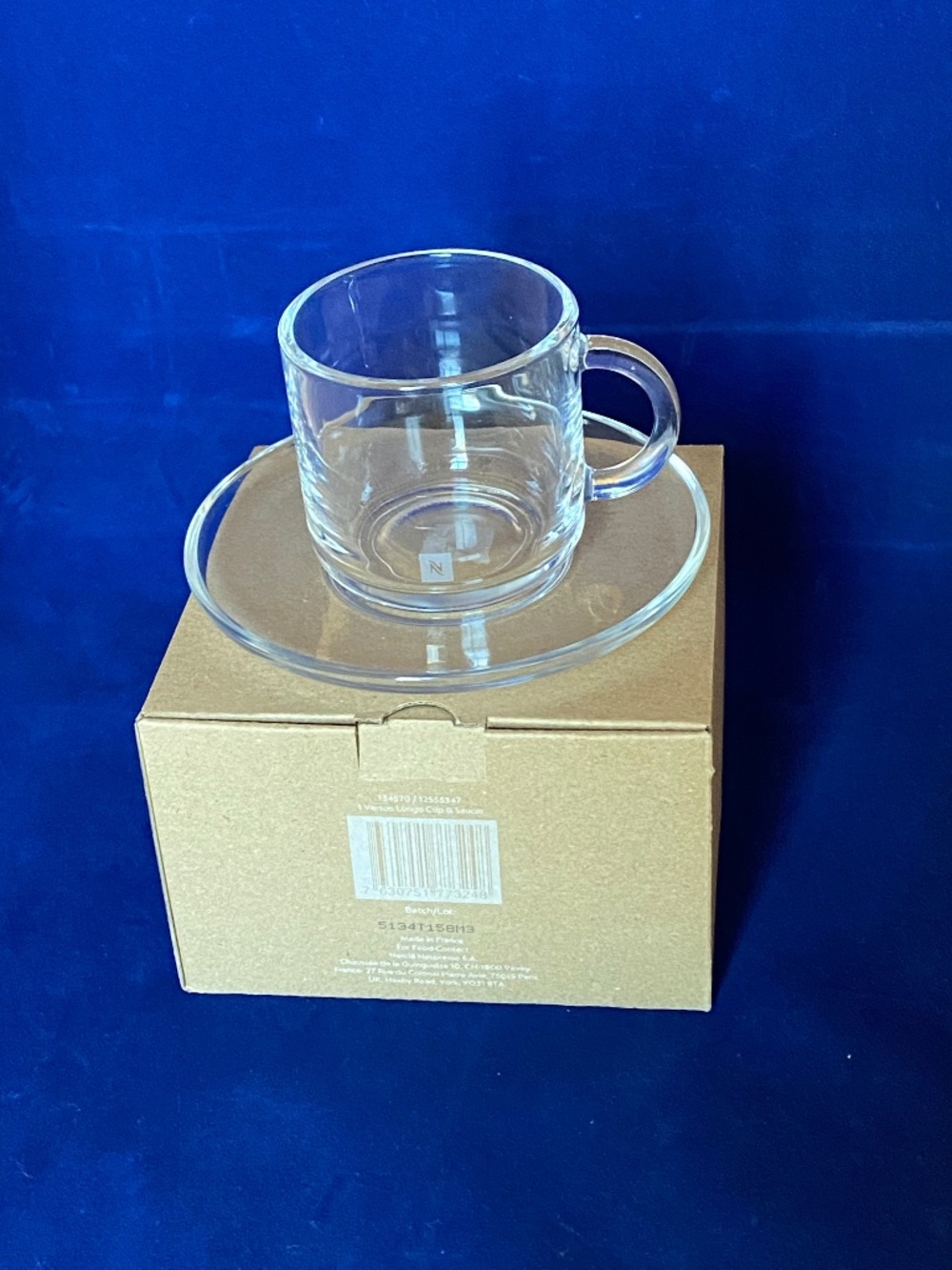 Nespresso Vertuo Lungo Cup Saucer Glass Set NEW